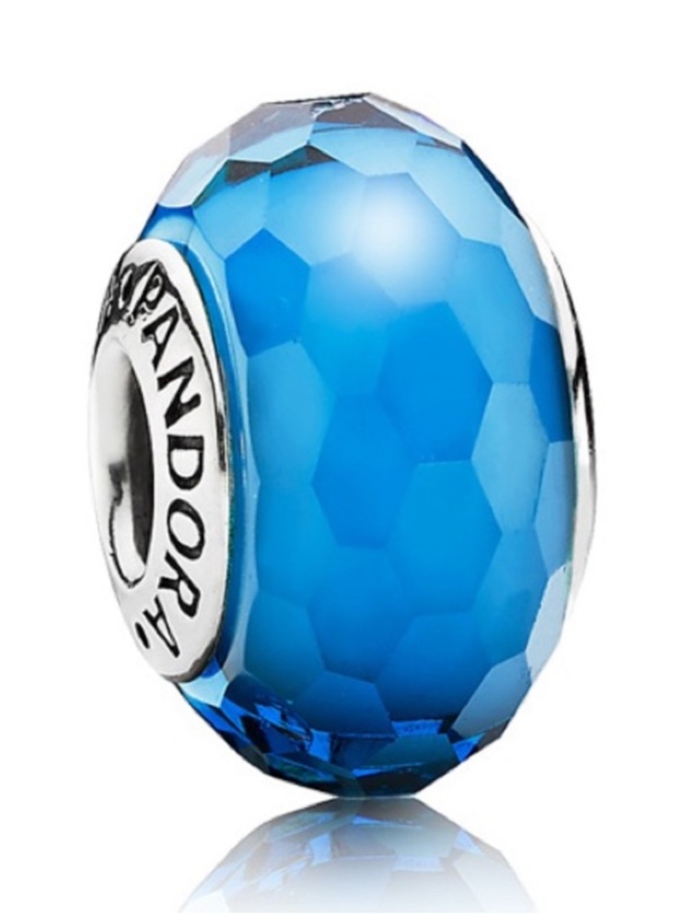 Retired Pandora Aqua Fascinating Murano Glass Bead Charm Sterling Silver 925 EUC